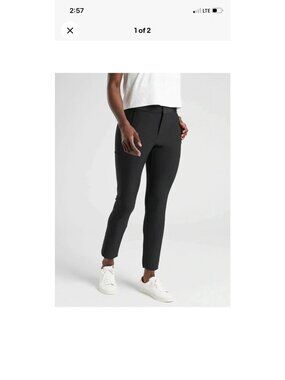 Athleta Size 12 Stellar Mid Rise Slim Pant Black Stretch Ankle Zip